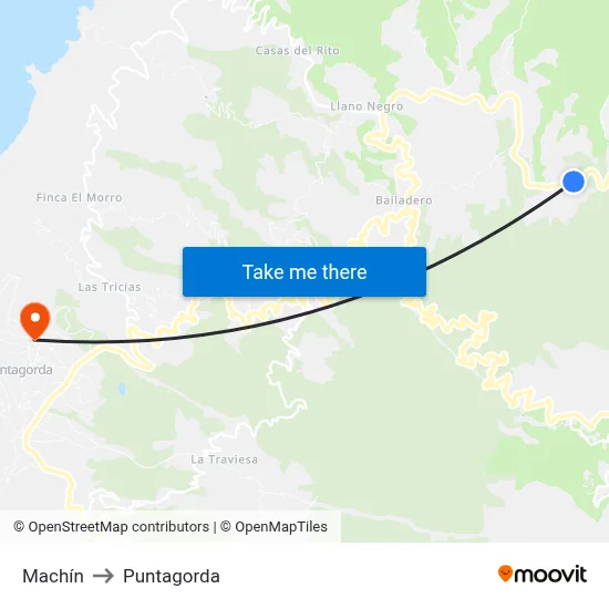 Machín to Puntagorda map