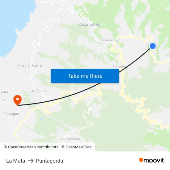 La Mata to Puntagorda map