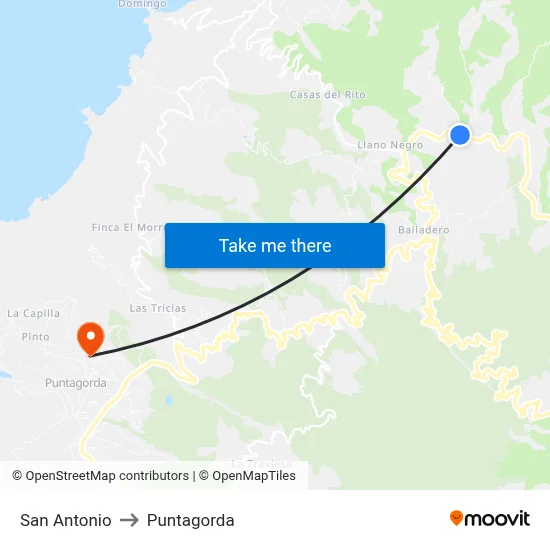 San Antonio to Puntagorda map