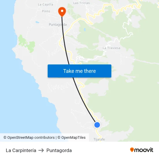 La Carpintería to Puntagorda map