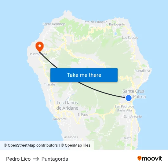 Pedro Lico to Puntagorda map