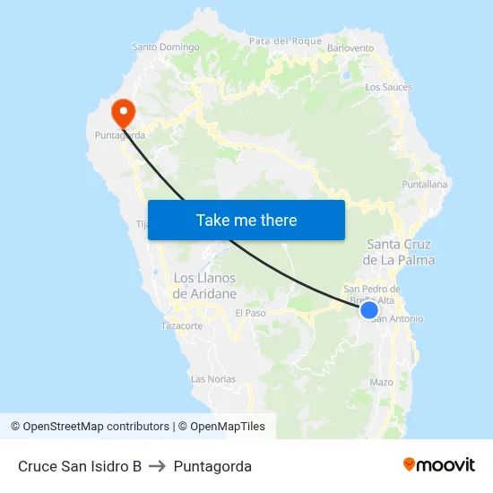 Cruce San Isidro B to Puntagorda map