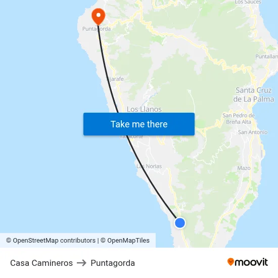 Casa Camineros to Puntagorda map