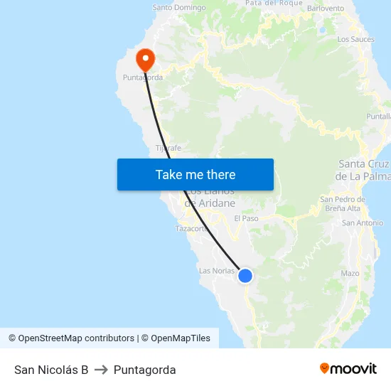 San Nicolás B to Puntagorda map