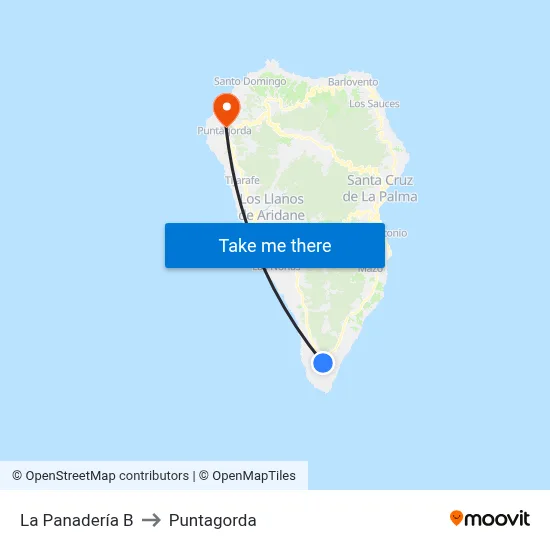 La Panadería B to Puntagorda map