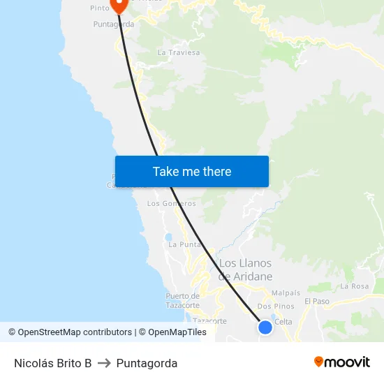 Nicolás Brito B to Puntagorda map