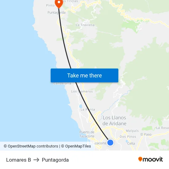 Lomares B to Puntagorda map