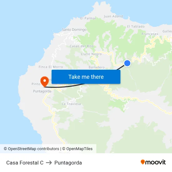 Casa Forestal C to Puntagorda map