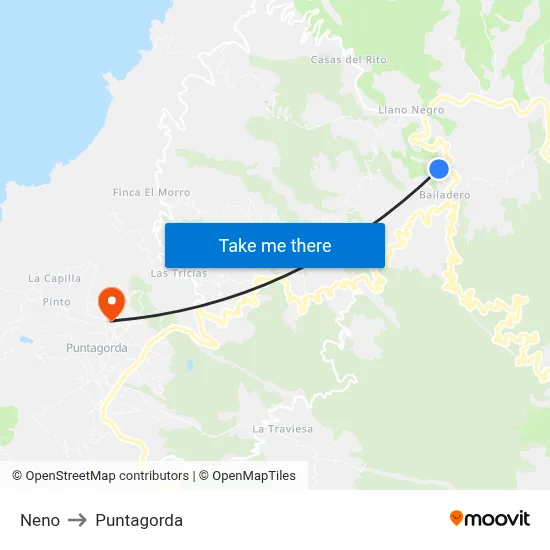 Neno to Puntagorda map