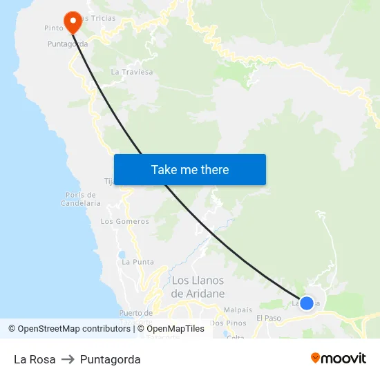 La Rosa to Puntagorda map