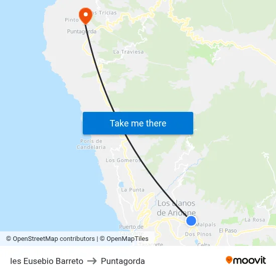 Ies Eusebio Barreto to Puntagorda map