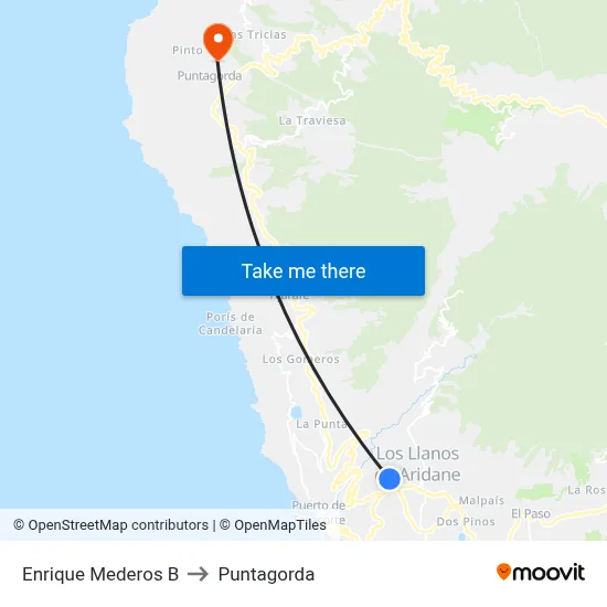 Enrique Mederos B to Puntagorda map
