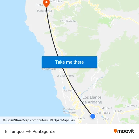 El Tanque to Puntagorda map