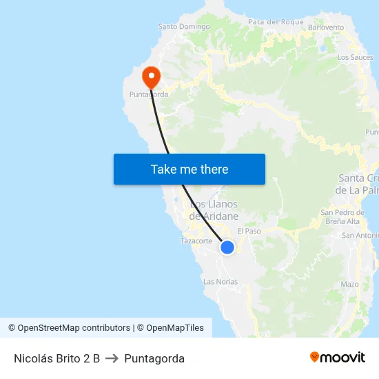 Nicolás Brito 2 B to Puntagorda map