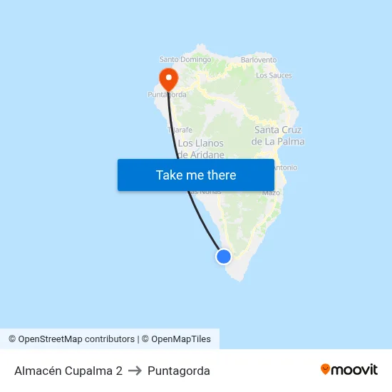Almacén Cupalma 2 to Puntagorda map