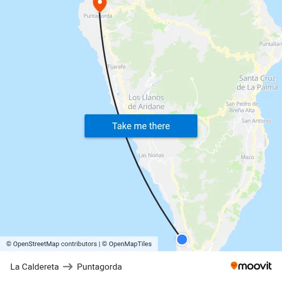 La Caldereta to Puntagorda map
