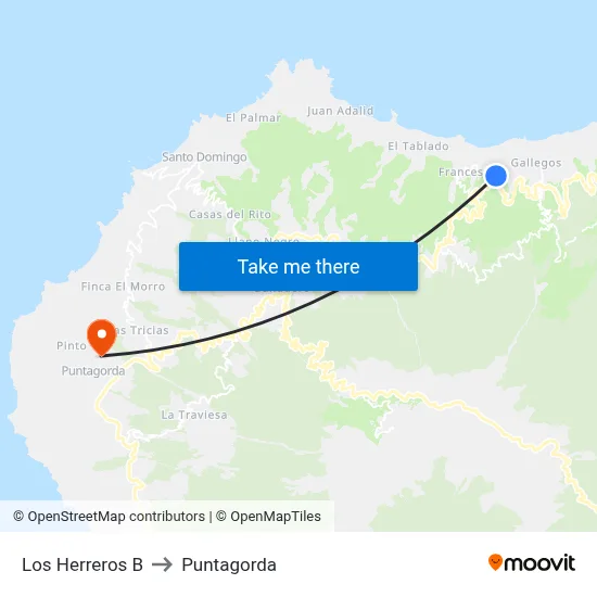 Los Herreros B to Puntagorda map