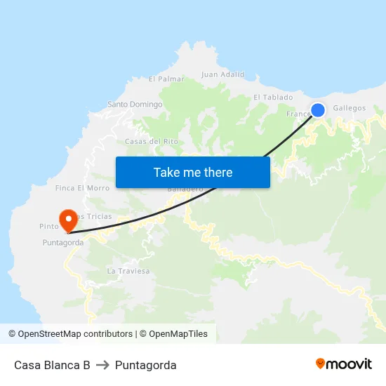 Casa Blanca B to Puntagorda map