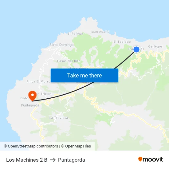 Los Machines 2 B to Puntagorda map