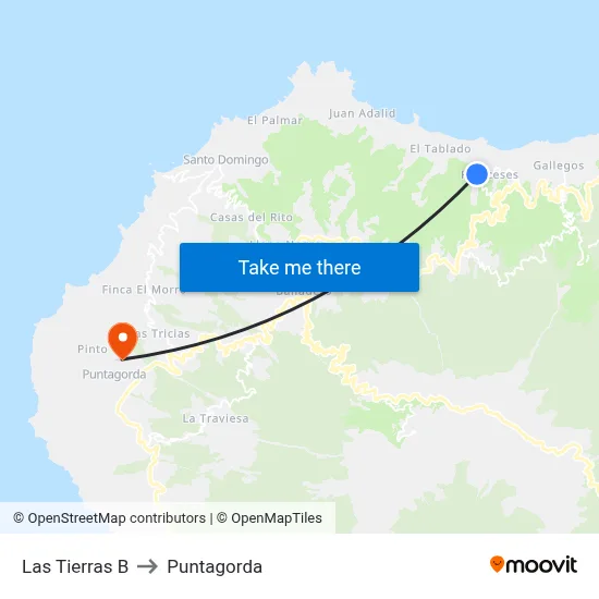 Las Tierras B to Puntagorda map
