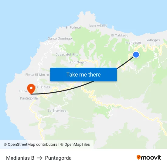 Medianias B to Puntagorda map