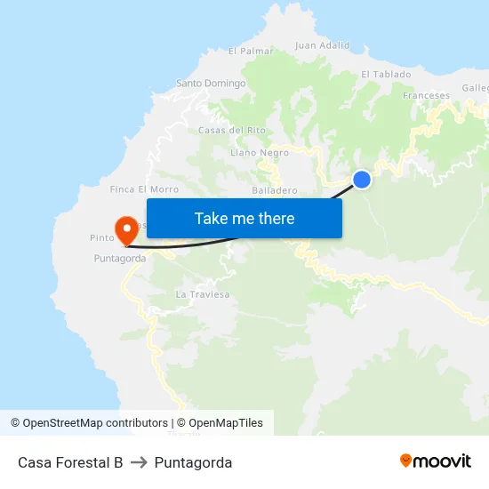 Casa Forestal B to Puntagorda map