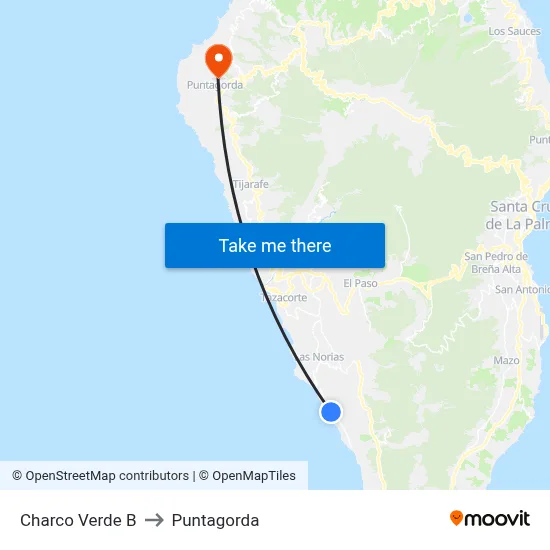 Charco Verde B to Puntagorda map