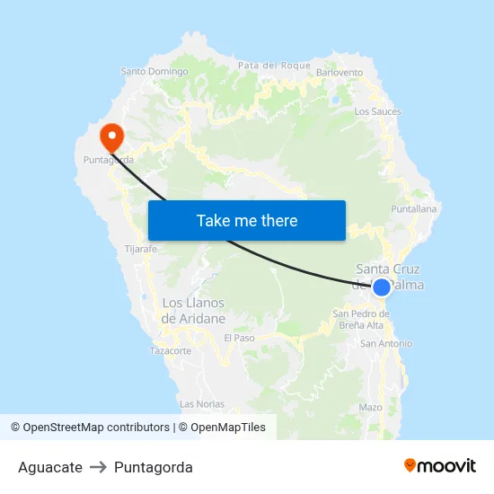 Aguacate to Puntagorda map