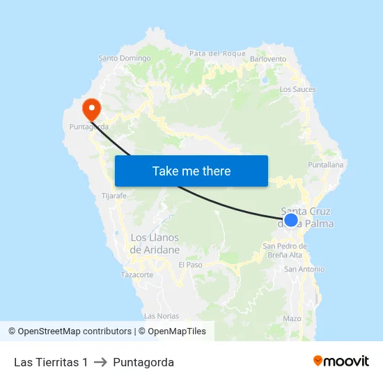 Las Tierritas 1 to Puntagorda map