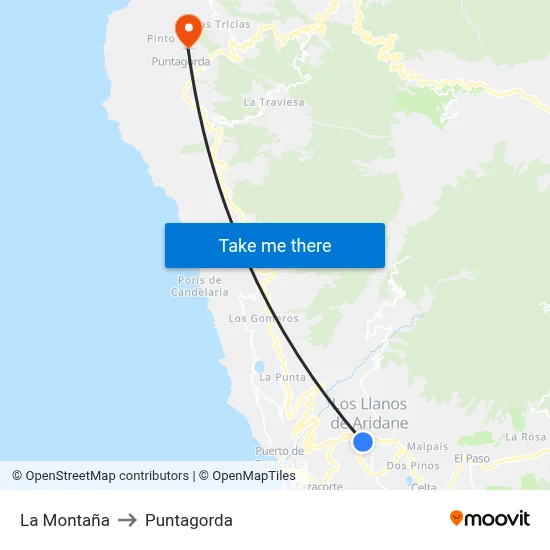 La Montaña to Puntagorda map