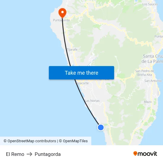 El Remo to Puntagorda map