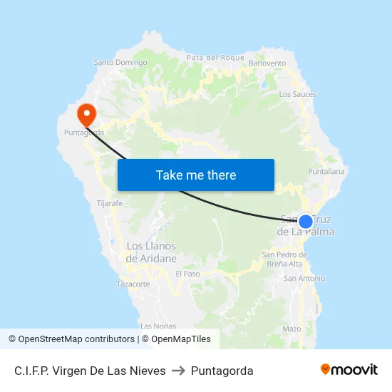 C.I.F.P. Virgen De Las Nieves to Puntagorda map