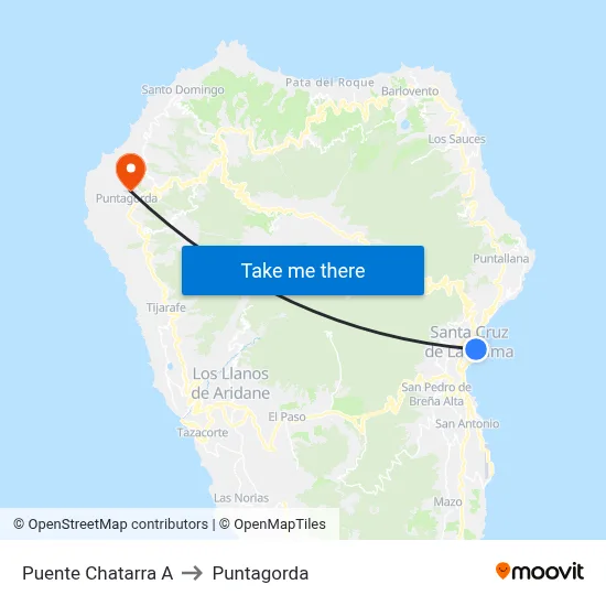 Puente Chatarra A to Puntagorda map