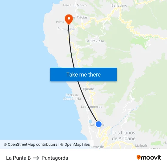 La Punta B to Puntagorda map