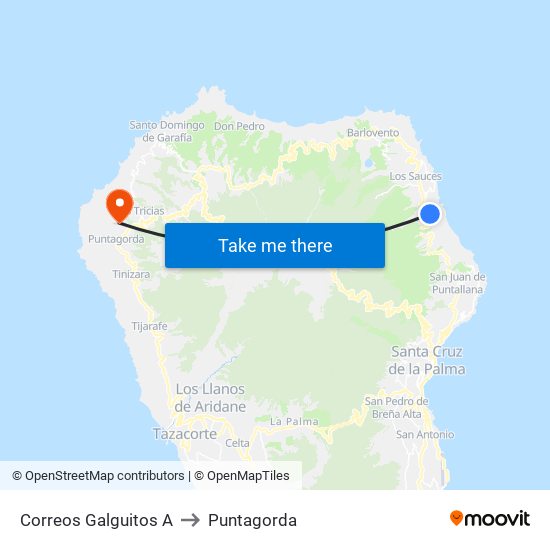 Correos Galguitos A to Puntagorda map