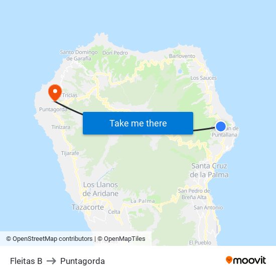 Fleitas B to Puntagorda map