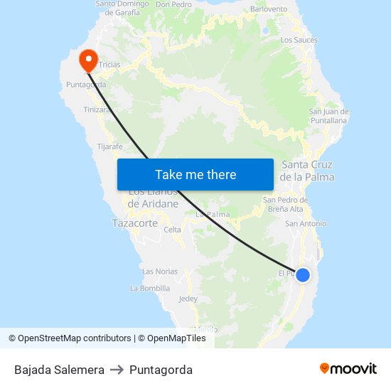 Bajada Salemera to Puntagorda map