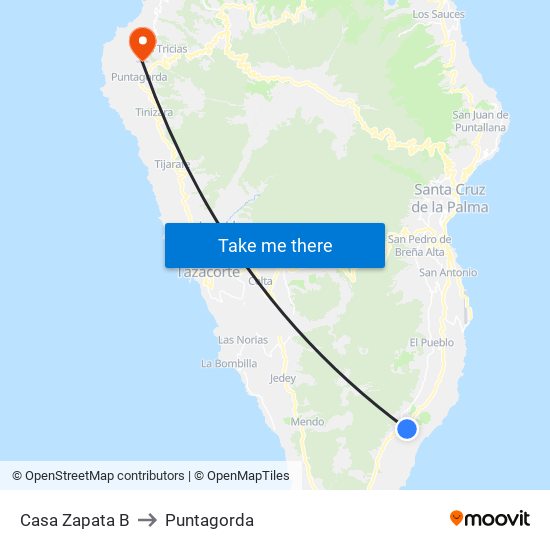 Casa Zapata B to Puntagorda map