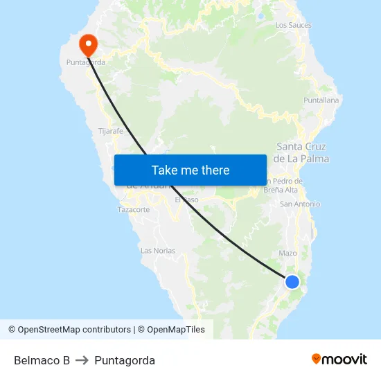 Belmaco B to Puntagorda map