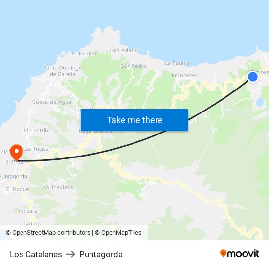 Los Catalanes to Puntagorda map