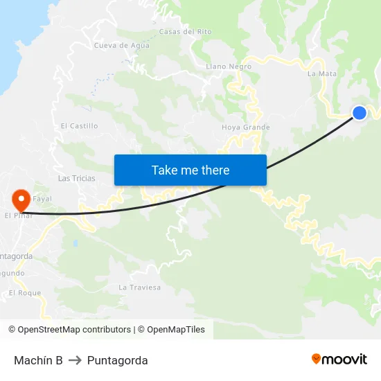 Machín B to Puntagorda map