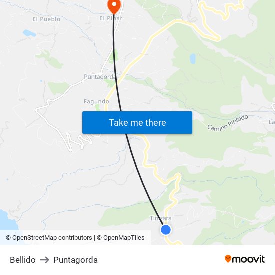 Bellido to Puntagorda map