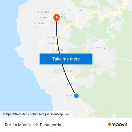 Rte. La Muralla to Puntagorda map