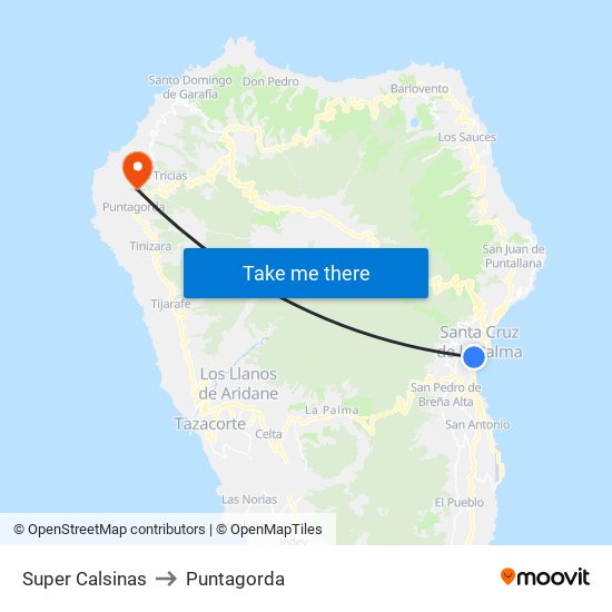 Super Calsinas to Puntagorda map