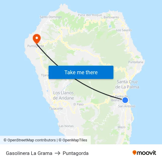 Gasolinera La Grama to Puntagorda map