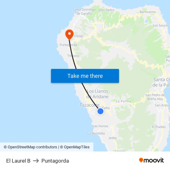 El Laurel B to Puntagorda map