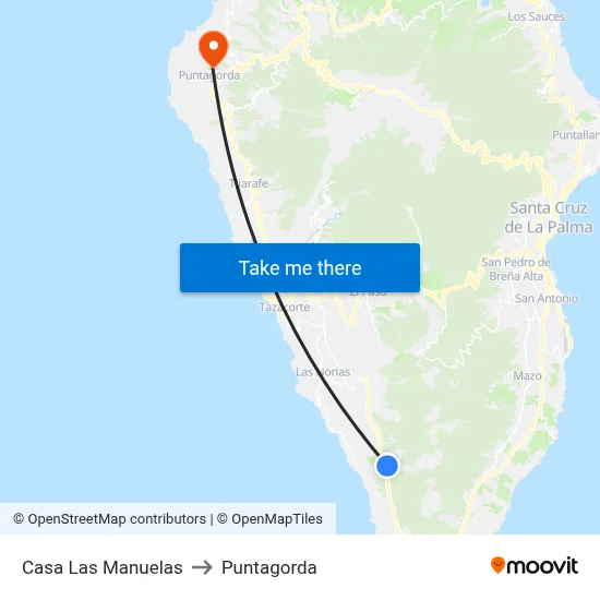 Casa Las Manuelas to Puntagorda map