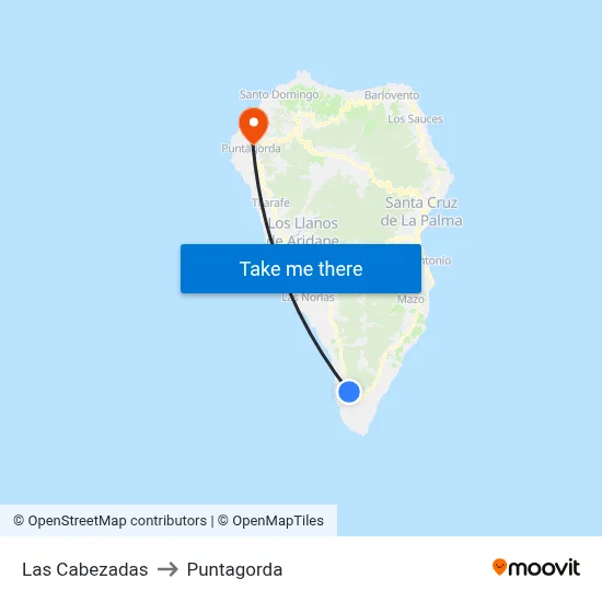 Las Cabezadas to Puntagorda map