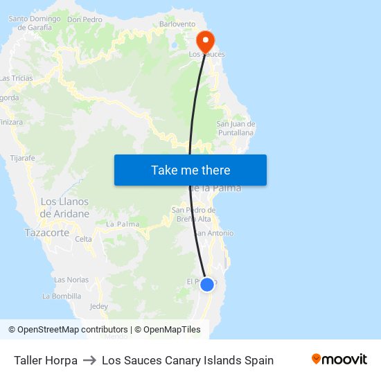 Taller Horpa to Los Sauces Canary Islands Spain map