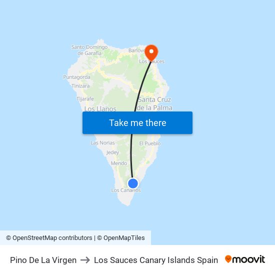 Pino De La Virgen to Los Sauces Canary Islands Spain map